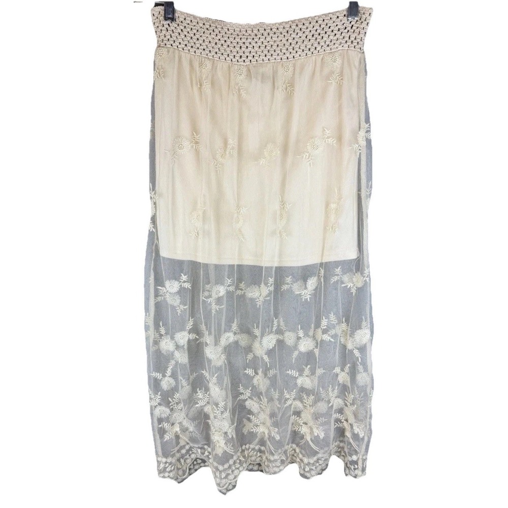 Love 21 XS Womens Maxi Sheer Skirt Lace Whimsical Boho Cottage core Fairy